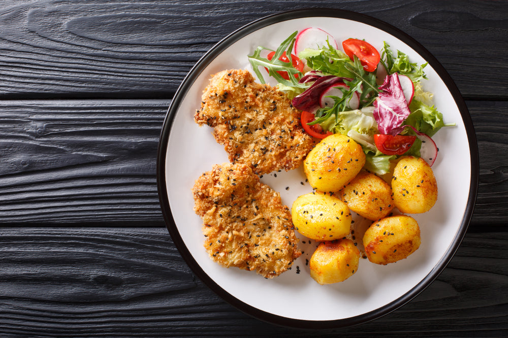 Chicken-Fried Pork with Crispy New Potatoes