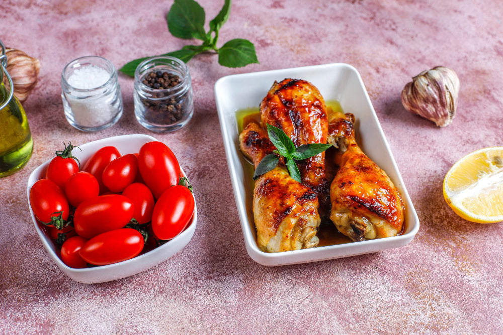 Marinated Lemon & Garlic Chicken Thighs with Courgette & Tomatoes